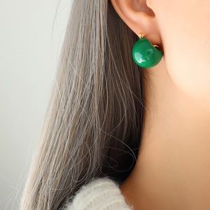 24K Gold Green Enamel Earrings*St Patrick Accessories* Waterproof and Sweatproof